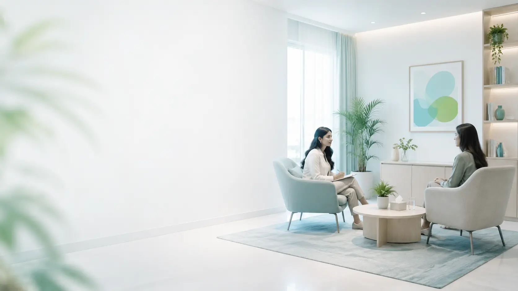 Therapist and client in a calm Softmind session